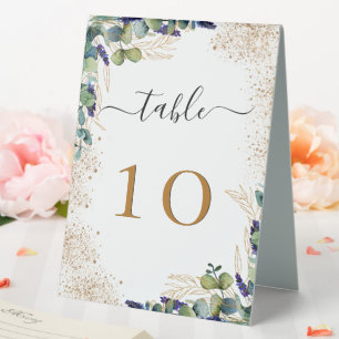 Wedding eucalyptus greenery elegant table number