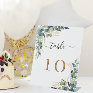 Wedding eucalyptus greenery elegant table number pedestal sign