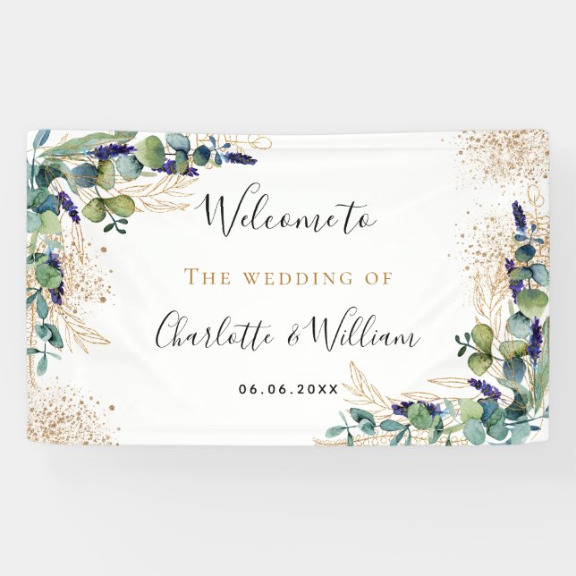 Wedding eucalyptus greenery elegant welcome banner (Horizontal)