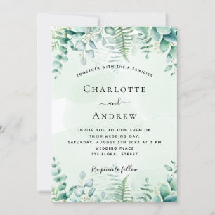 Wedding eucalyptus greenery ferns woodland invitation