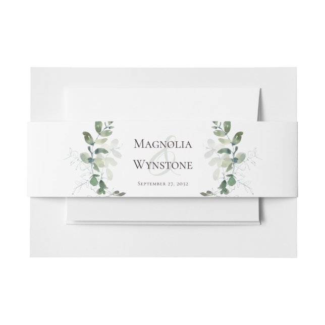Wedding Eucalyptus Greenery Invitation Invitation Belly Band (Front Example)