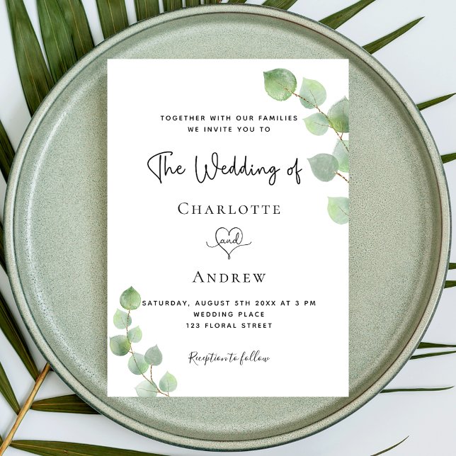 Wedding eucalyptus greenery QR code RSVP luxury Invitation (Creator Uploaded)
