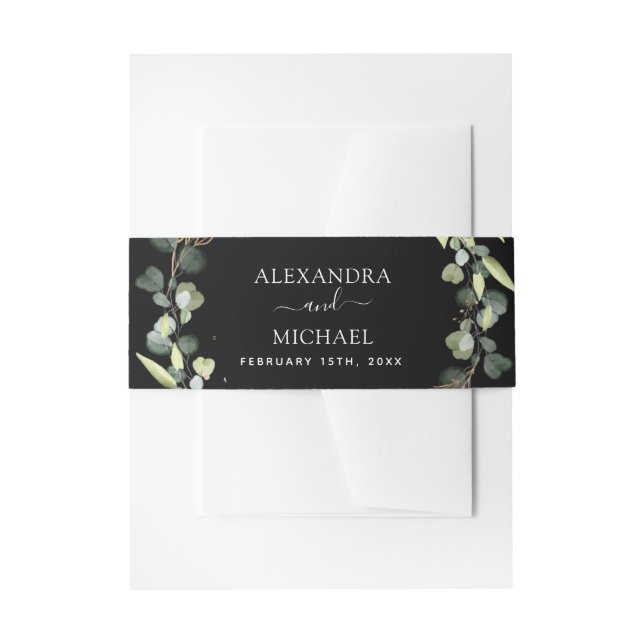 Wedding Eucalyptus Greenery Succulent Elegant Chic Invitation Belly Band (Front Example)