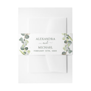 Wedding Eucalyptus Greenery Succulent Elegant Chic Invitation Belly Band