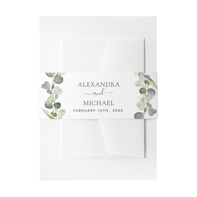 Wedding Eucalyptus Greenery Succulent Elegant Chic Invitation Belly Band (Front Example)