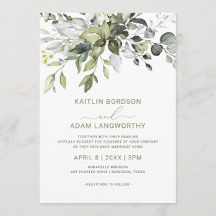 Wedding Eucalyptus Greenery Watercolor Herbal Invitation