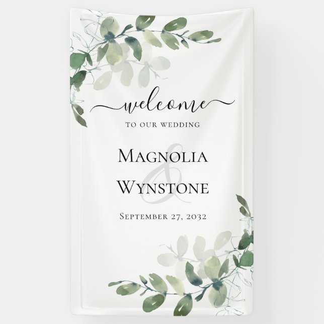 Wedding Eucalyptus Greenery Welcome Banner (Vertical)