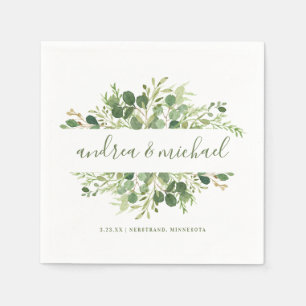 Wedding Eucalyptus Vines Greenery Frame Names Napkin