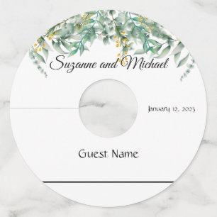 Wedding Eucalyptus  Watercolor Wine  Wine Glass Tag