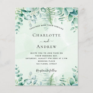 Wedding eucalyptus woodland budget invitation flyer