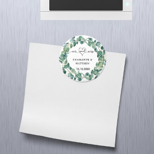 Wedding eucalyptus wreath mr mrs save the date magnet