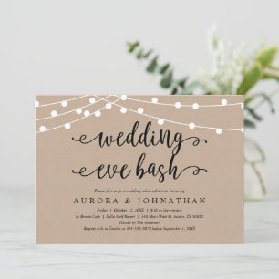 Wedding Eve Bash, Rustic Kraft Rehearsal Dinner Invitation