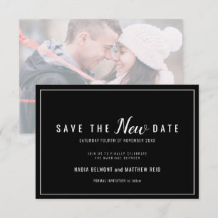 Wedding event change save the new date black white