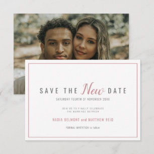 Wedding event change save the new date dusky rose