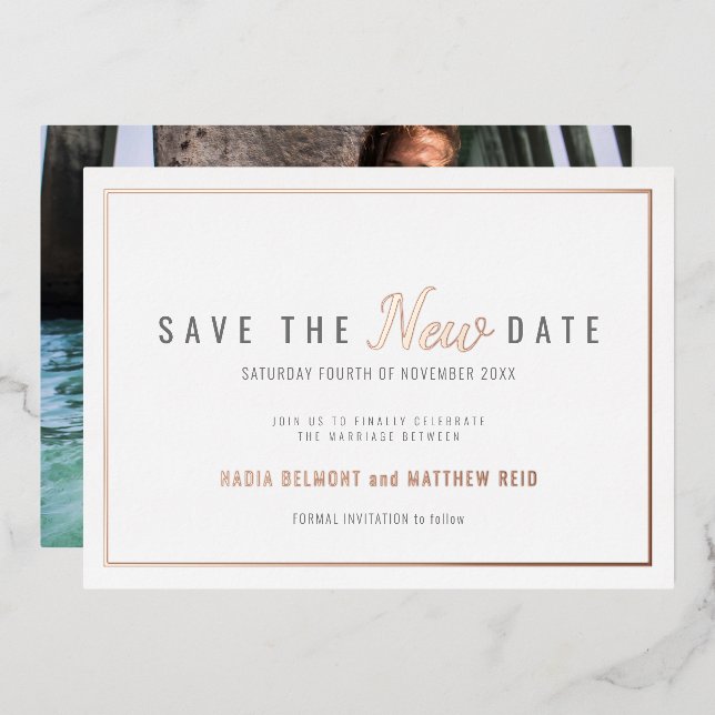 Wedding event change save the new date rose gold (Front/Back)