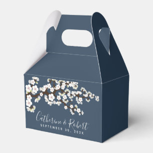 Wedding Event Cherry Blossom Navy Blue Favour Box