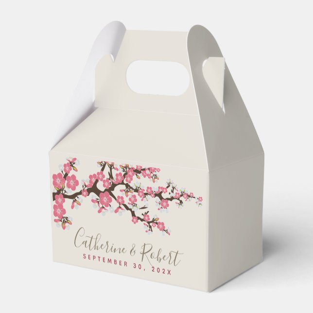 Wedding Event Cherry Blossom Pink Favour Box (Back Side)