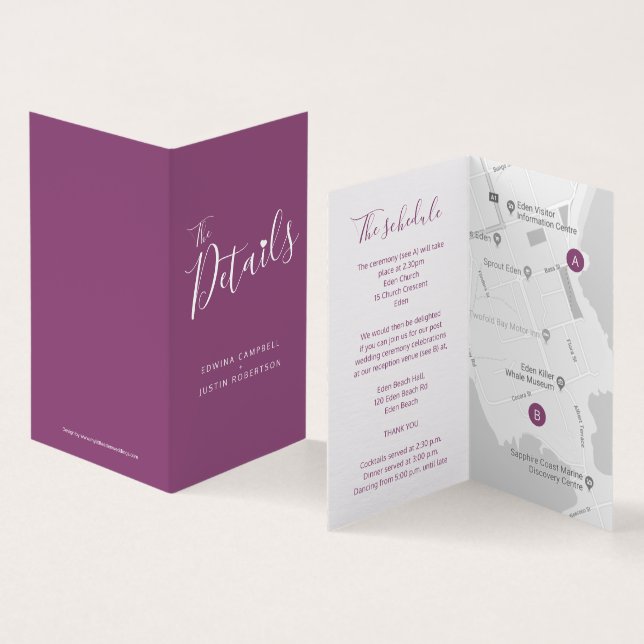 Wedding event details guest schedule map mulberry (Inside and Outside)