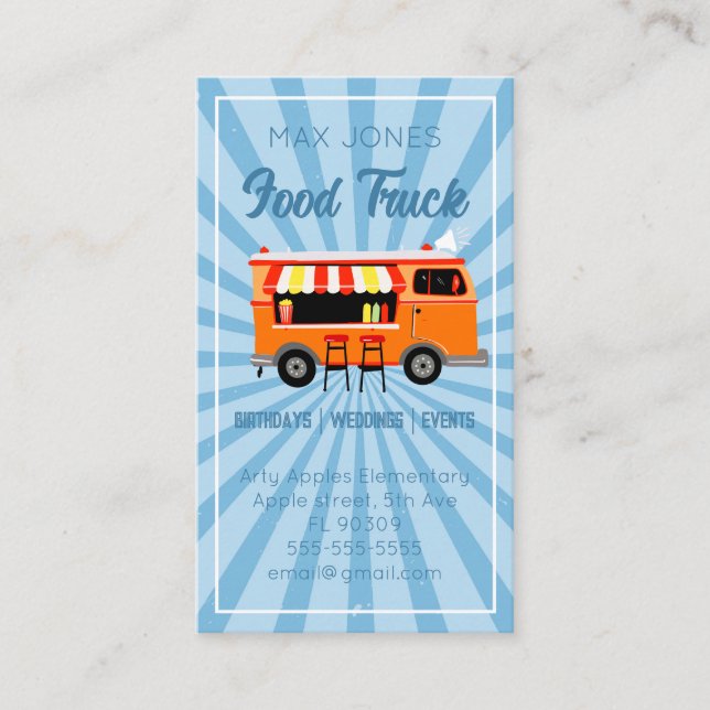 wedding event hotdog food truck catering company business card (Front)