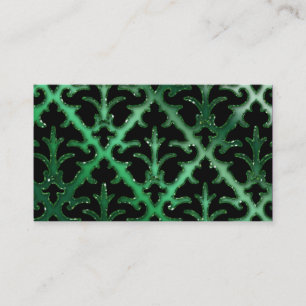 Wedding Event Planner Damask Emerald Green Sparkle Business Card