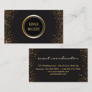 Wedding Event Planner Elegant Black Gold Business Card