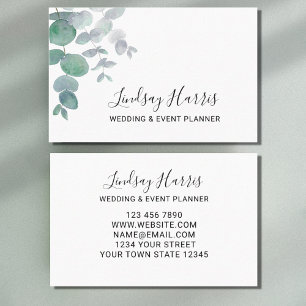 Wedding Event Planner Eucalyptus Greenery Business Card