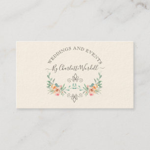 Wedding Event Planner Floral Script Logo Business Card