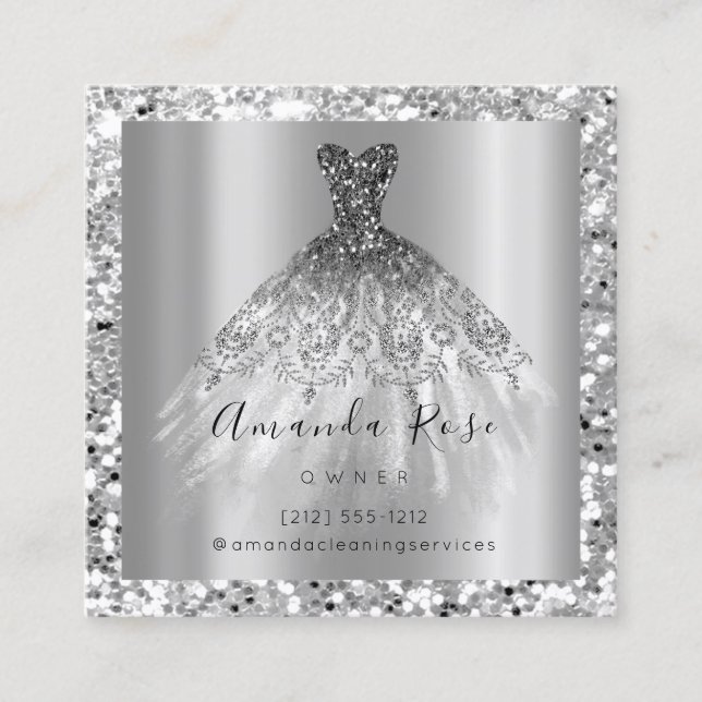 Wedding Event Planner Glitter Silver Grey Appointment Card (Front)