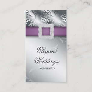 Wedding Event Planner Jewel Purple Silver V Business Card