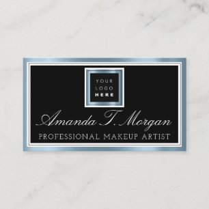 Wedding Event Planner Logo Black Metal Blue Business Card