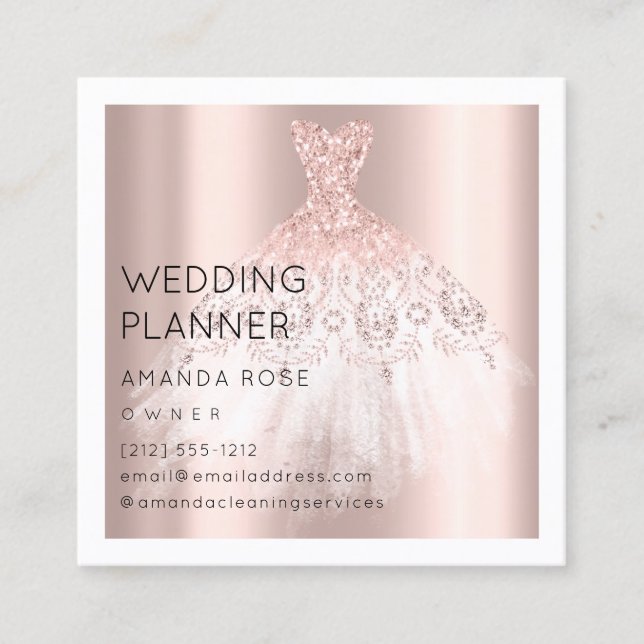 Wedding Event Planner Rose Dress Photo Logo Appointment Card (Front)