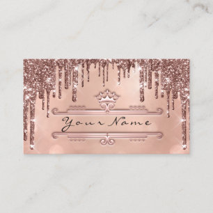 Wedding Event Planner Rose Glitter Drips Crown Business Card