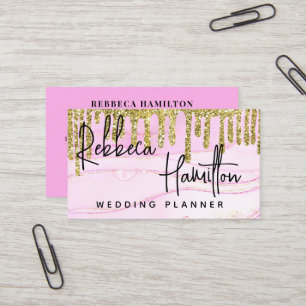 Wedding Event Planner Rose Glitter Drips Royal Business Card