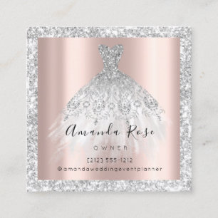 Wedding Event Planner Rose Gold GlitterSilverGray Appointment Card