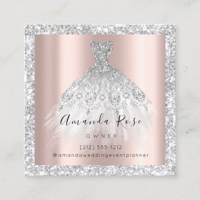 Wedding Event Planner Rose Gold GlitterSilverGray Appointment Card (Front)