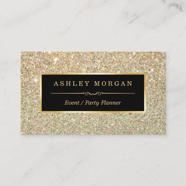 Wedding Event Planner - Sassy Beauty Gold Glitter Business Card (Front)
