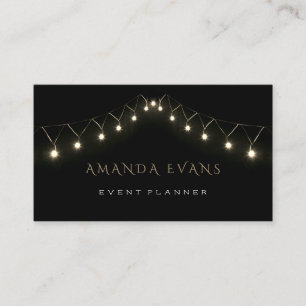 Wedding Event Planner Sparkly Black White Lights Business Card