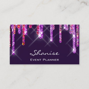 Wedding Event Planner Violet Drips Purple Pink Business Card