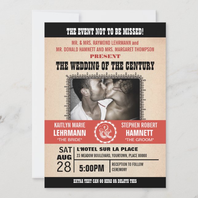 Wedding Event Poster-Style Photo Invitation (Front)