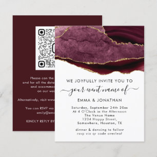 Wedding Event QR Code Burgundy Marsala Gold