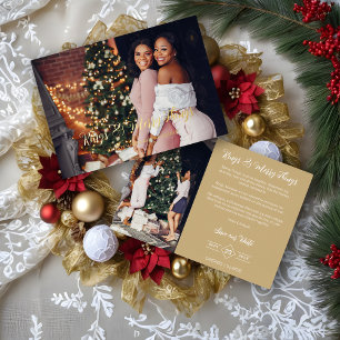 Wedding Exclusive Whimsical Golden Script 2 Photos Foil Holiday Card