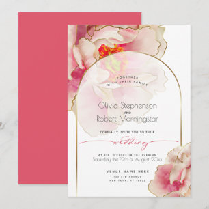 WEDDING    Exotic Coral Rose Peony Invitation