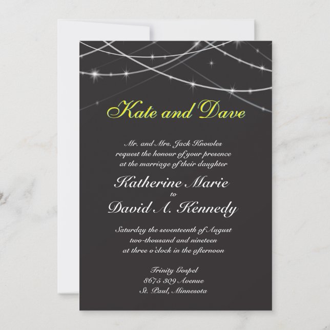 Wedding Fab Black String Lights Cool Invitation (Back)