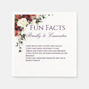 Wedding Fall Floral  White Fun Facts Napkin