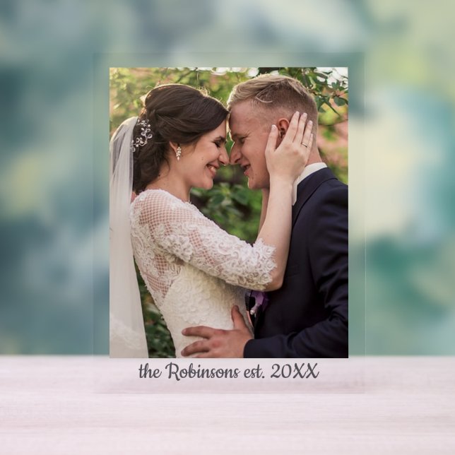 Wedding Family Established Date Personalised Photo Acrylic Sign (Neutral)