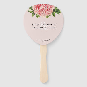 WEDDING FAN chic blush pink floral peony flower