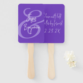 Wedding Fan Have and Hold Saying Purple
