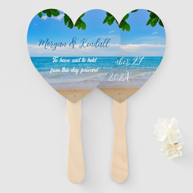 Wedding Fan Tropical Water Saying (Front and Back)