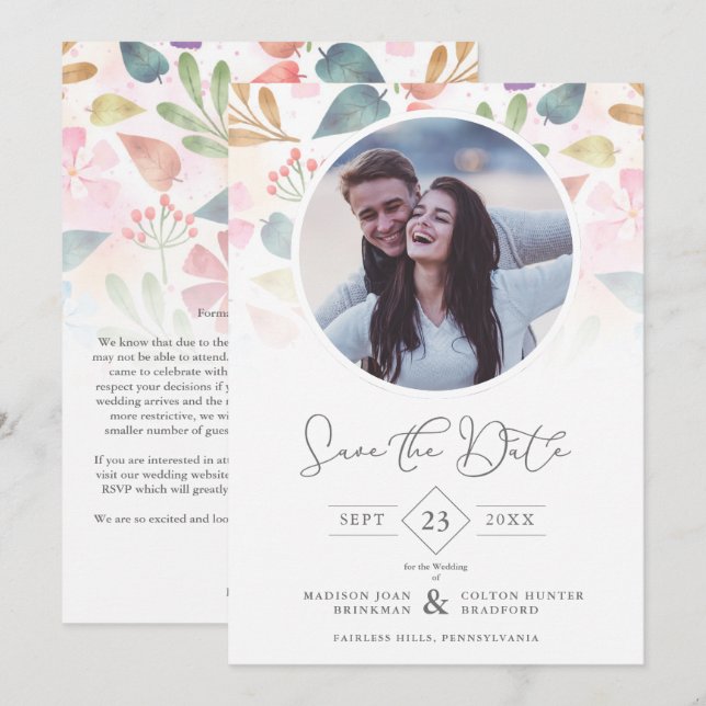 Wedding Fancy Colorful Flowers Classic Photo (Front/Back)