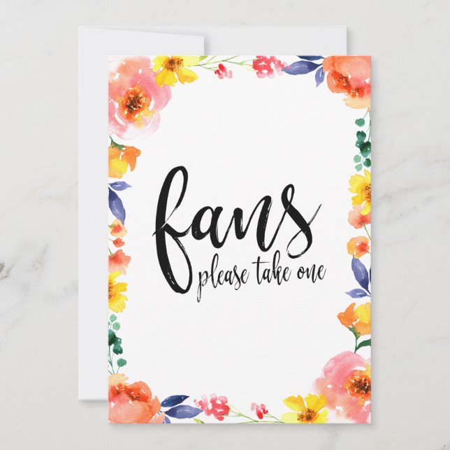 Wedding Fans Calligraphy Affordable Floral Sign (Front)